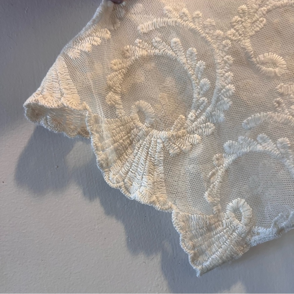 DEX Lace Kimono Duster Ivory Sheer Embroidered Maxi Open  Boho Layering Cardigan - Picture 5 of 7